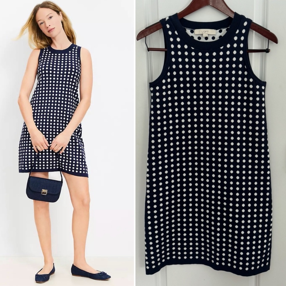 Loft Dotted Mini Knit Shift Dress